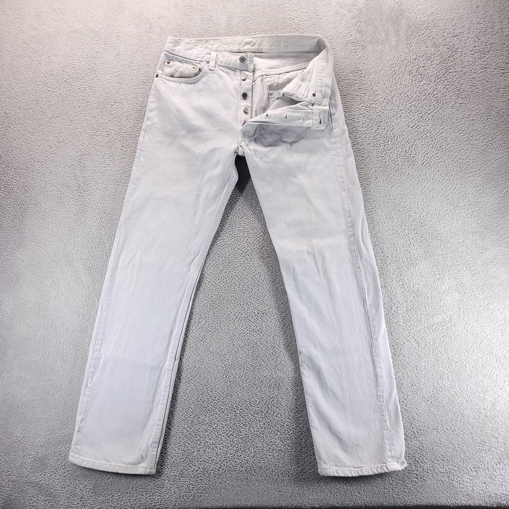 VTG Levis 501 Jeans Mens 34x32 White Straight Button Fly 80s Made in USA